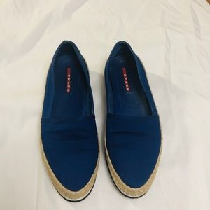 Prada Blue Slip On Shoes